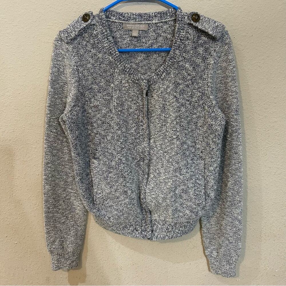 Banana Republic Women's Cardigan Sweater Size Large, Silver Grey Blue, Stretch
